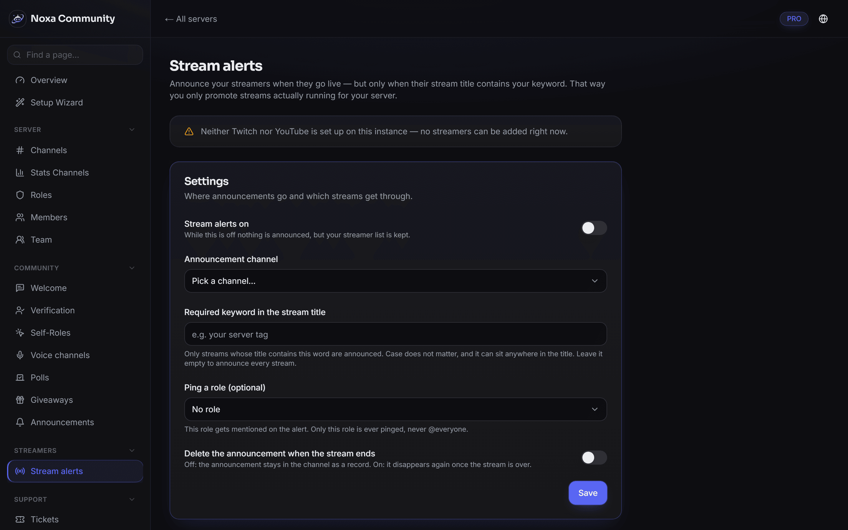Stream alerts for Twitch and YouTube